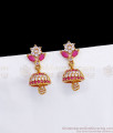 High Quality Ruby White Stone Gold Design Party Wear Jhumki ER2927