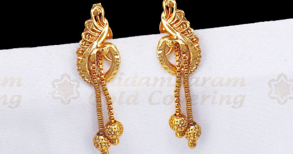 Pearl Light Gold Stylish Round Earrings in Hook Design – HighSpark