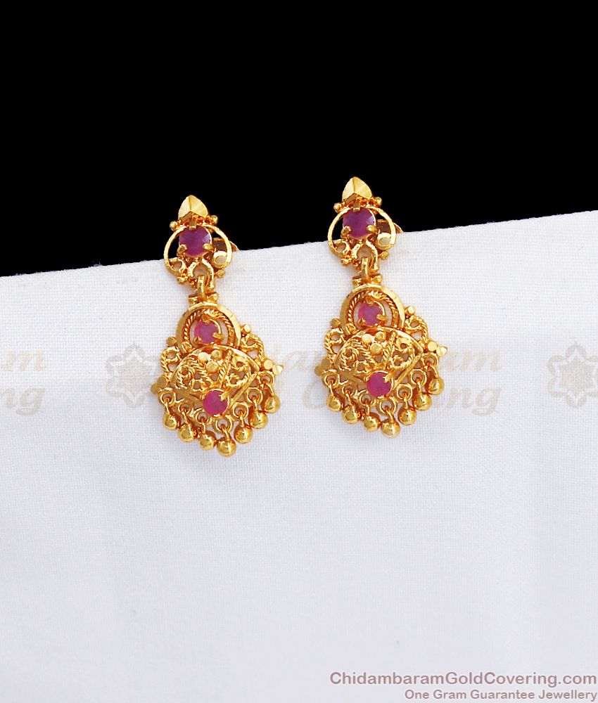 Attractive Ruby Stone Gold Plated Stud Earring ER2933