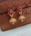 Grand Party Wear Gold Plated Jhumki White Ruby Stone Bridal Wear ER2952