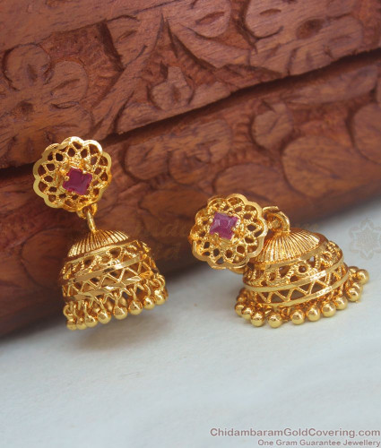 One Gram gold forming traditional 3 layer jhumka ear rings – The Raj Ratna