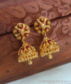 Trendy Bridal Wear Gold Imitation Jhumki Red Crystal ER2954