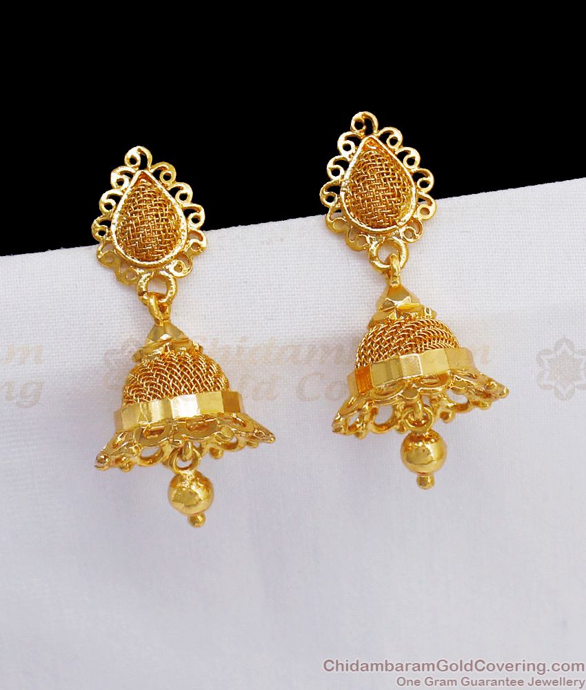 Net Pattern One Gram Gold Jhumki Online Womens Fashion ER2957