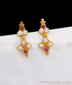 Gold Plated Dangler Earring Ruby White Stone ER2960