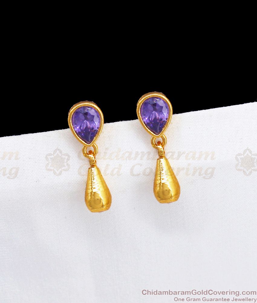 Royal Purple Stone Gold Plated Earring Stud Design ER2968