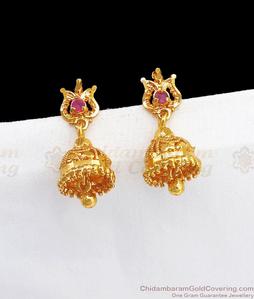 Latest Gold Plated Jhumki Ruby Stone Earring ER2971