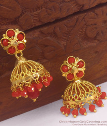 Coral Beads One Gram Gold Jhumki Shop now ER2979