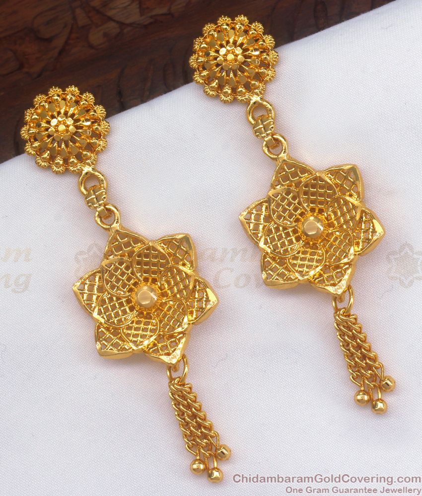 Gorgeous Gold Plated Earring Floral Dangler Womens Fashion ER2994