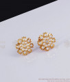 Glittering White Stone Impon Stud Earring Flower Design ER3003