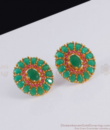 Grand Office Wear Gold Imitation Earring Emerald Stone ER3005 Grand Office Wear Gold Imitation Earring Emerald Stone ER3005
