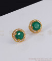 Semi Precious Big Emerald Stone Gold Stud Earring Collections ER3007