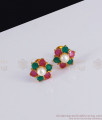 Multi Stone One Gram Gold Stud Earring 6 Petal Flower Design ER3009