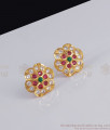 Gorgeous Big Impon Stud Earring Flower Design Multi Stone ER3015