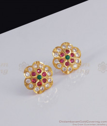 Gorgeous Big Impon Stud Earring Flower Design Multi Stone ER3015 Gorgeous Big Impon Stud Earring Flower Design Multi Stone ER3015