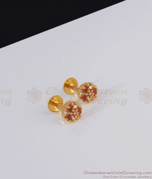 Tiny Gold Plated Small Stud Earring Ruby White Stone ER3018 Tiny Gold Plated Small Stud Earring Ruby White Stone ER3018