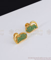 Heart Design Gold Plated Stud Earring Emerald Stone Office Wear ER3024