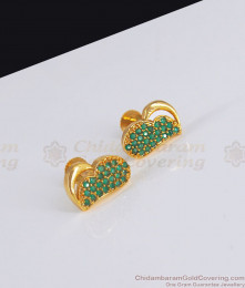 Heart Design Gold Plated Stud Earring Emerald Stone Office Wear ER3024 Heart Design Gold Plated Stud Earring Emerald Stone Office Wear ER3024