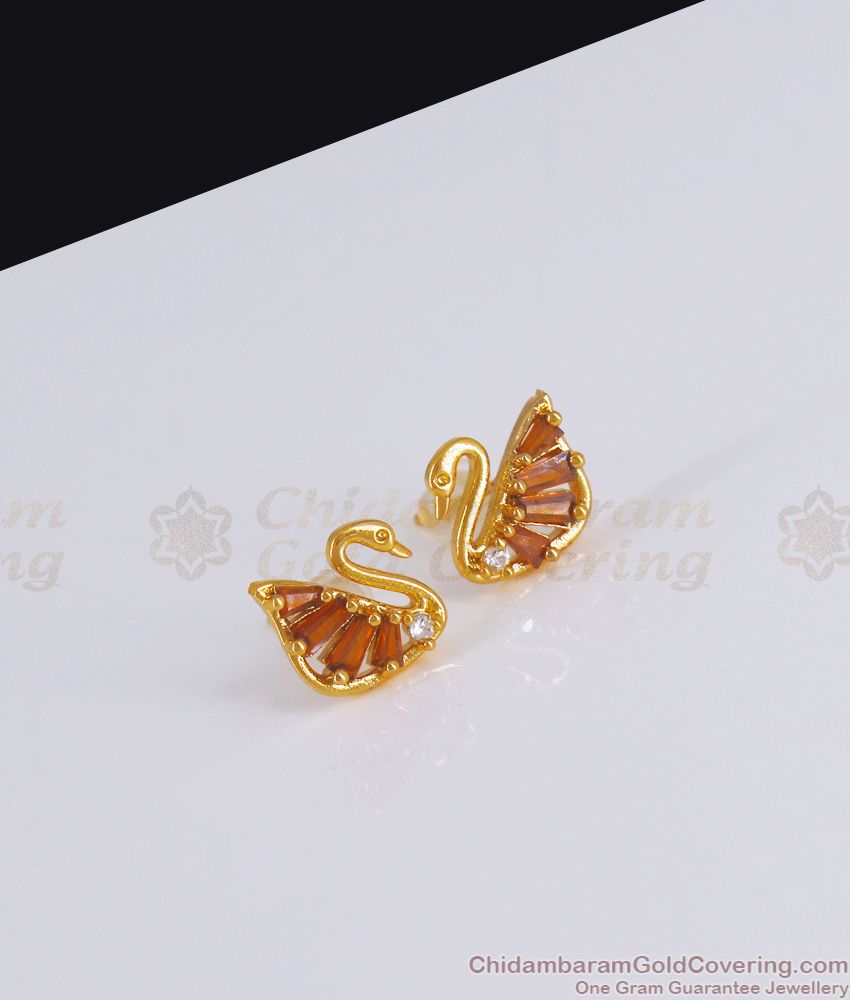 Beautiful Swan Rose Gold Stud Pin Type Earring ER3026