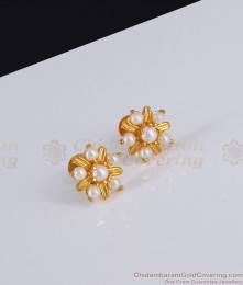 White Pearls Gold Plated Stud Earring Flower Design ER3028 White Pearls Gold Plated Stud Earring Flower Design ER3028