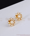 White Pearls Studs Floral Gold Tone Earring College and Office Wear ER3029