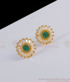 Party Wear Gold Big Stud Earring Emerald White Stone ER3030