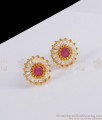 Party Wear Gold Plated Stud Earring Ruby White Stone ER3031