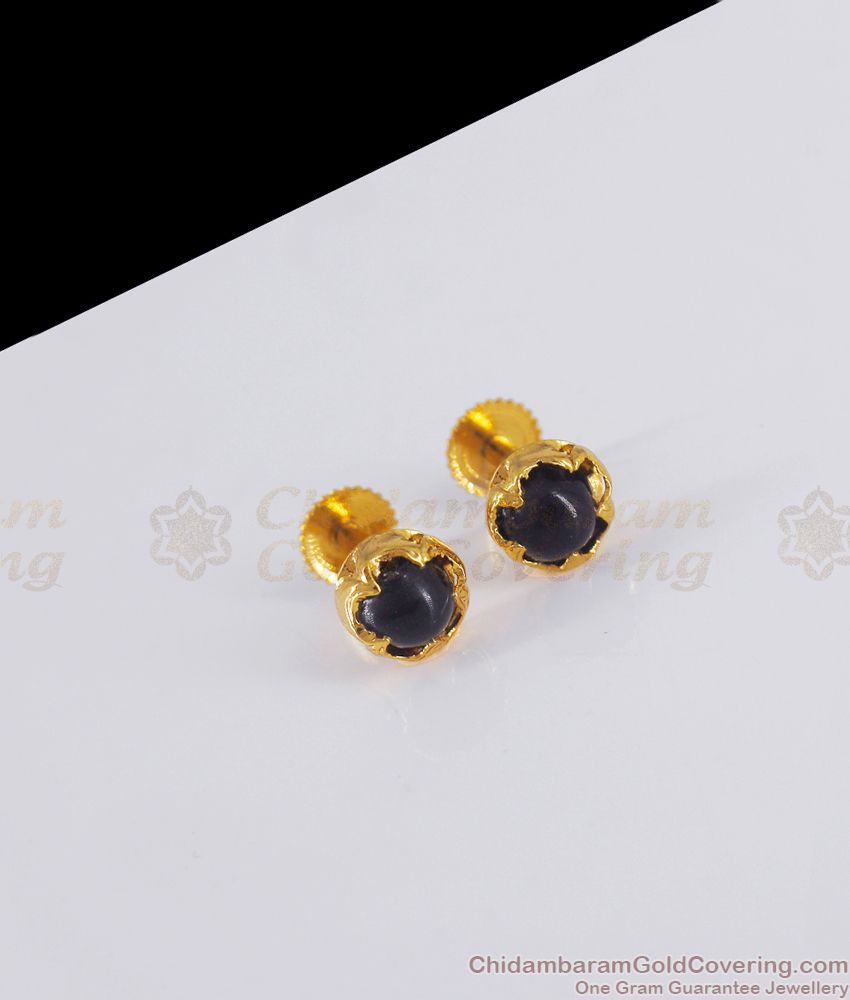 Small Black Crystal Gold Stud Earring Daily Wear ER3032