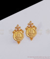 Single Lakshmi Coin Gold Covering Stud Earring White Stone ER3035