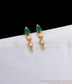 Dual Heart Gold Pearl Earring Emerald White Stone ER3037