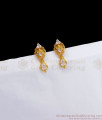 South Indian One Gram Gold Earring Small Stud White Stone ER3039