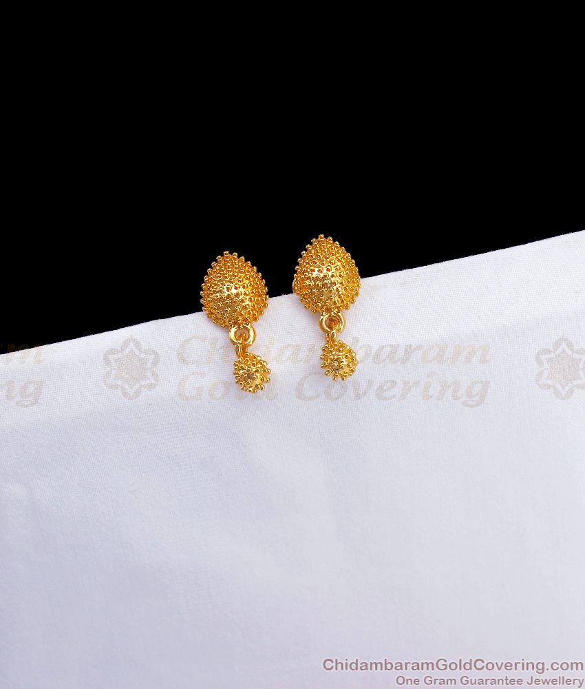 Simple Gold Stud Earring Ball Droplet Design ER3043
