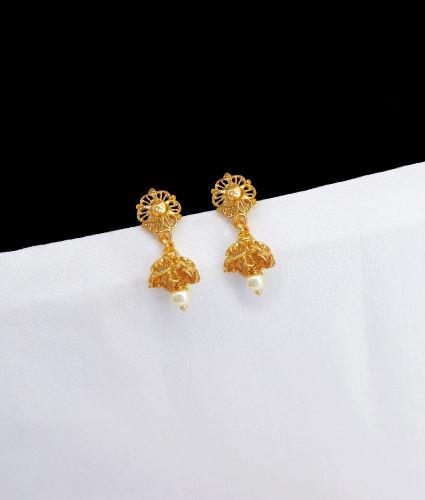 Small CZ Jhumka earrings - Design 15 – Simpliful Jewelry