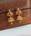 Green Crystals Latest Gold Jhumka Earring Collections Online ER3058