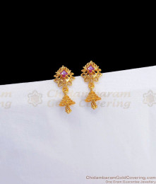 Gold Plated Jhumkas Small Earring Flower Design For Office Use ER3067