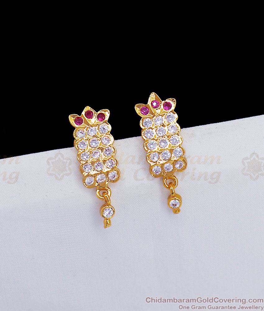 Daily Wear Impon Earring White Gati Stone Shop Online ER3068