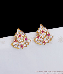 Five Metal Earring With White Ruby Stone Danglers Impon Collection ER3071 Five Metal Earring With White Ruby Stone Danglers Impon Collection ER3071