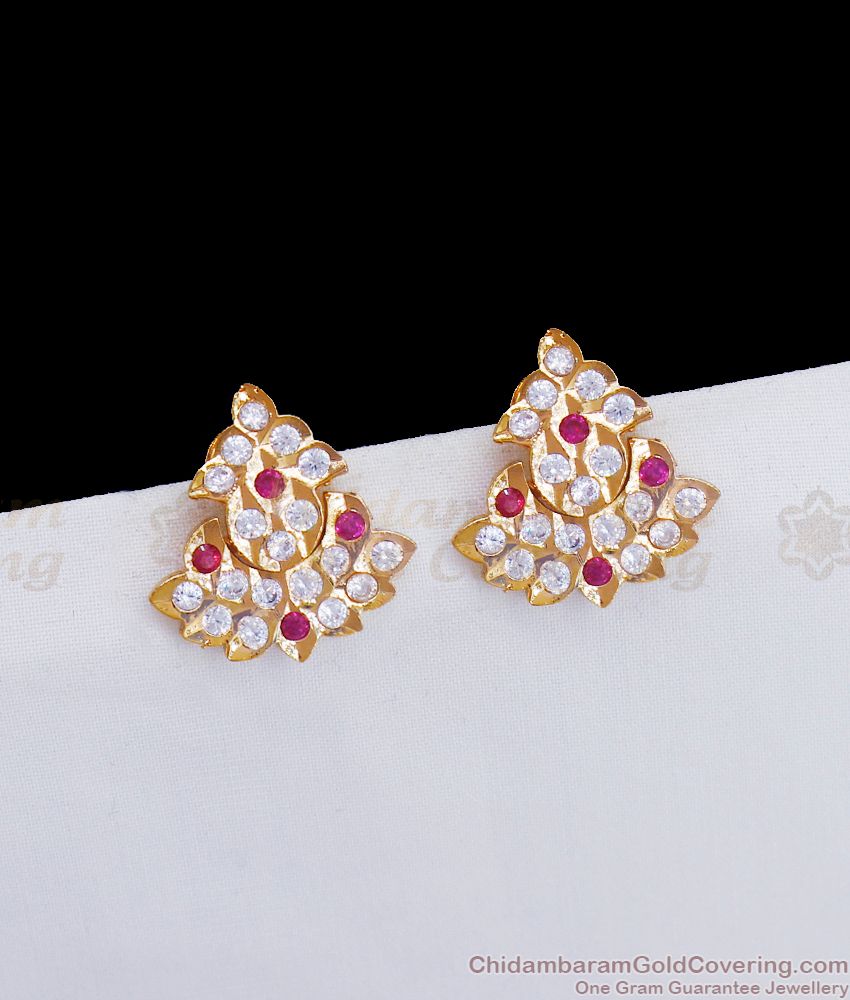 Five Metal Earring With White Ruby Stone Danglers Impon Collection ER3071