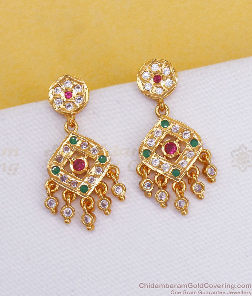 Trendy Impon Earring With Multi Stone Dangler ER3080