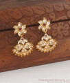 Latest Impon Earring Dangler Design With Ruby White Stone ER3082