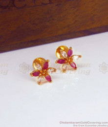 Ruby White Stone Gold Plated Mini Stud Earring Daily Wear ER3087 Ruby White Stone Gold Plated Mini Stud Earring Daily Wear ER3087