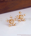 Sparkling White Stone Gold Tone Medium Stud For Office Wear ER3088