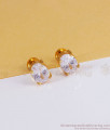 Single White Crystal Stone Gold Stud Earring Office Wear ER3093