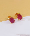 Single Ruby Stone Gold Plated Stud Earring ER3094