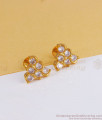College Wear Gold Plated Stud White Stone Imitation Earring  ER3097