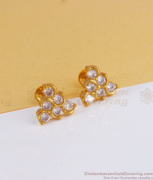 College Wear Gold Plated Stud White Stone Imitation Earring  ER3097 College Wear Gold Plated Stud White Stone Imitation Earring  ER3097