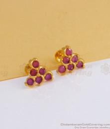 Office Wear Full Ruby Stone Gold Stud Earring Online Collection ER3098 Office Wear Full Ruby Stone Gold Stud Earring Online Collection ER3098