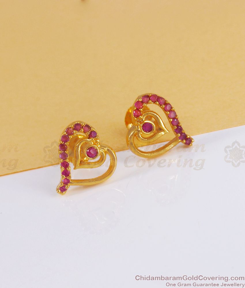 Latest Ruby Stone Gold Stud Earring Shop Online ER3102