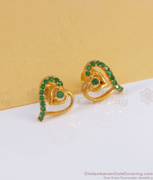 Pretty Gold Plated Earring Emerald Stone Stud ER3103 Pretty Gold Plated Earring Emerald Stone Stud ER3103