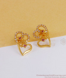 Double Heart 1 Gram Gold Earring Stud Collection ER3105 Double Heart 1 Gram Gold Earring Stud Collection ER3105
