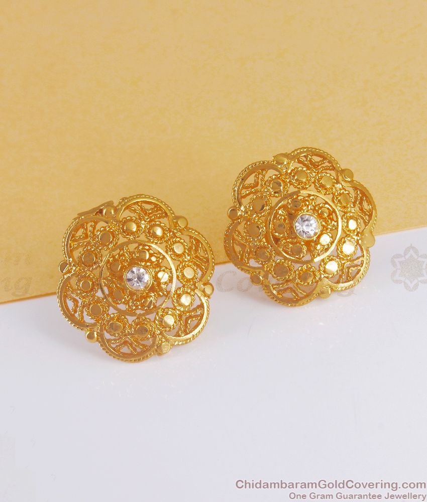 One Gram Gold Big Stud Flower Design ER3106 One Gram Gold Big Stud Flower Design ER3106
